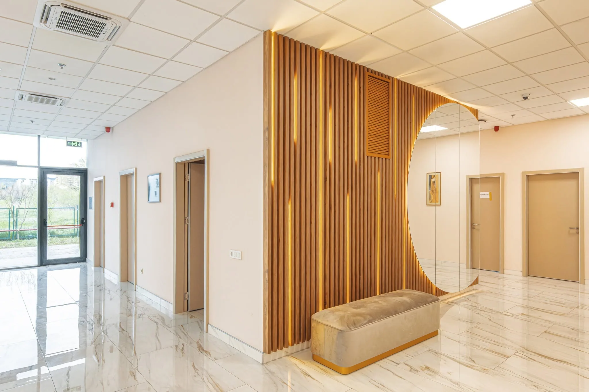 Commercial lobby partition — custom furniture by Kencho Group, Tbilisi