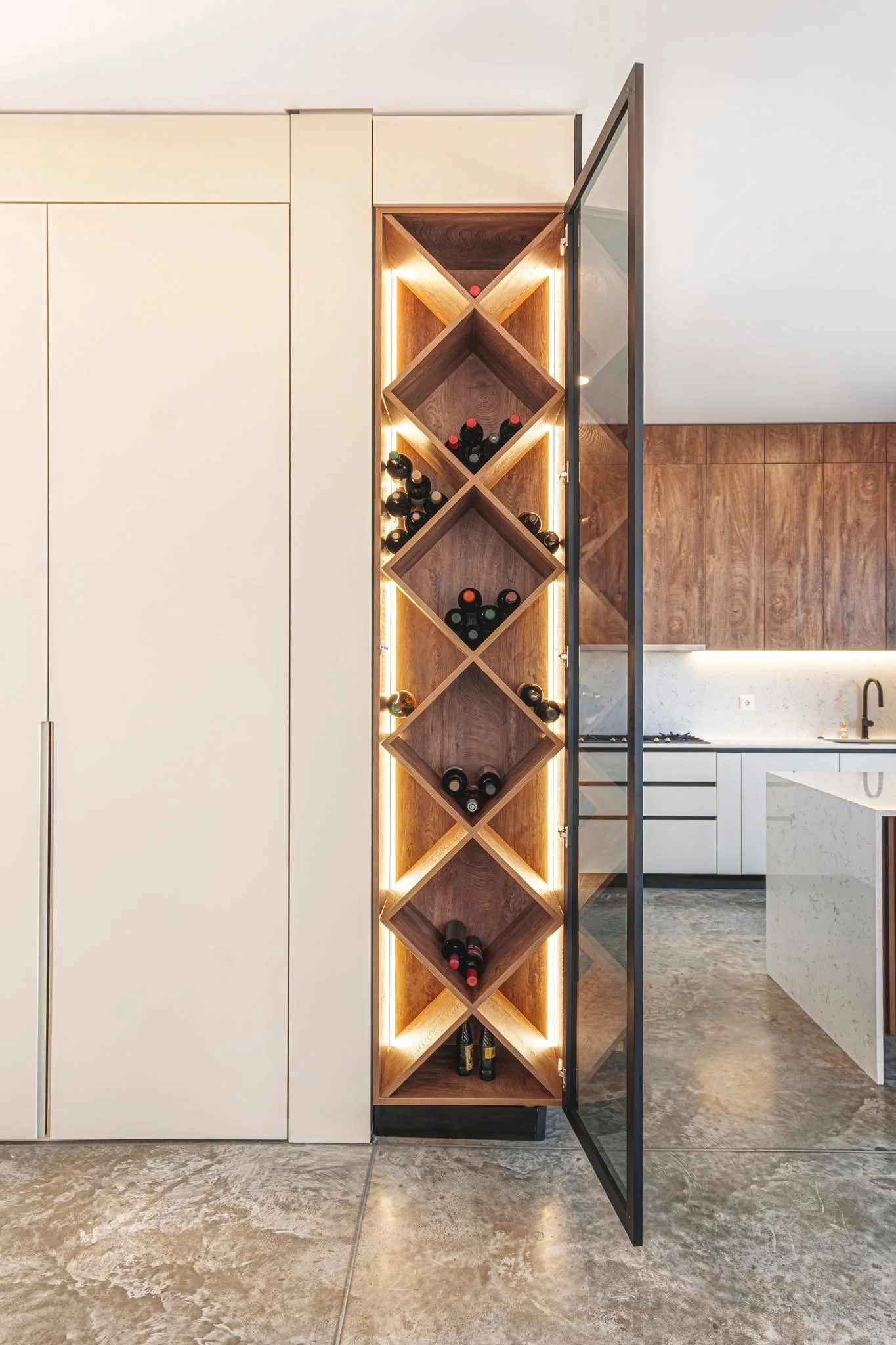 Built in wine rack — custom furniture by Kencho Group, Tbilisi