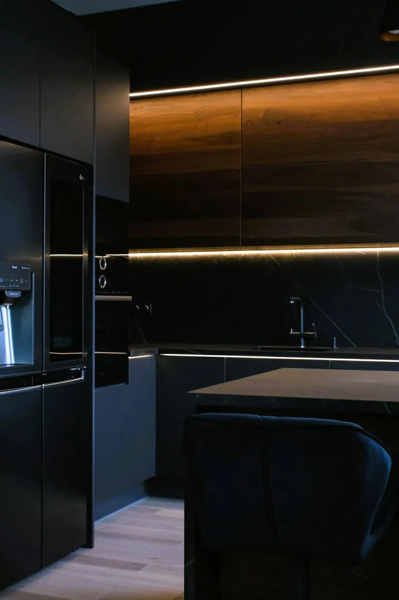 Black marble kitchen — custom furniture by Kencho Group, Tbilisi