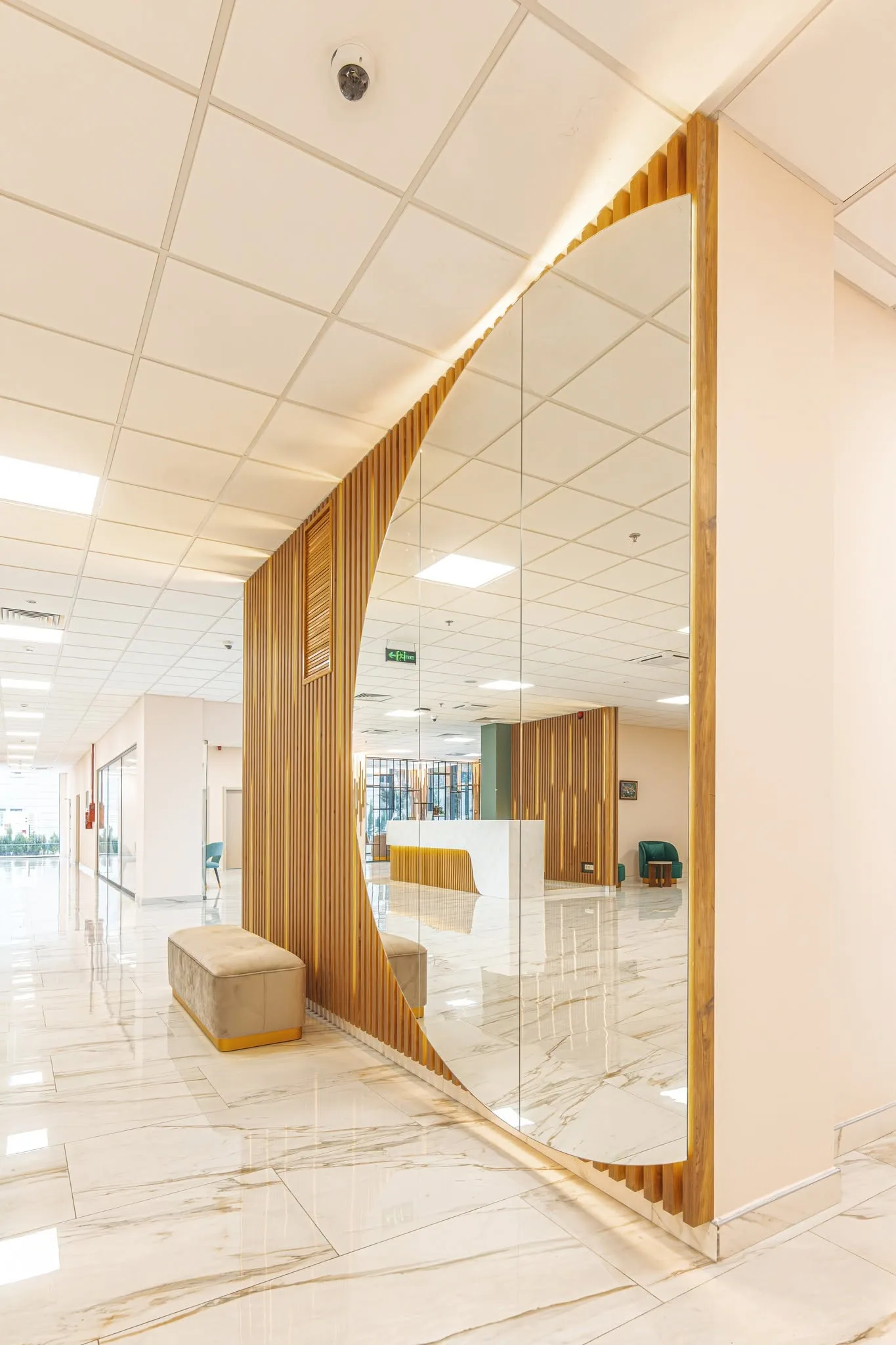 Commercial lobby mirror wall — custom furniture by Kencho Group, Tbilisi