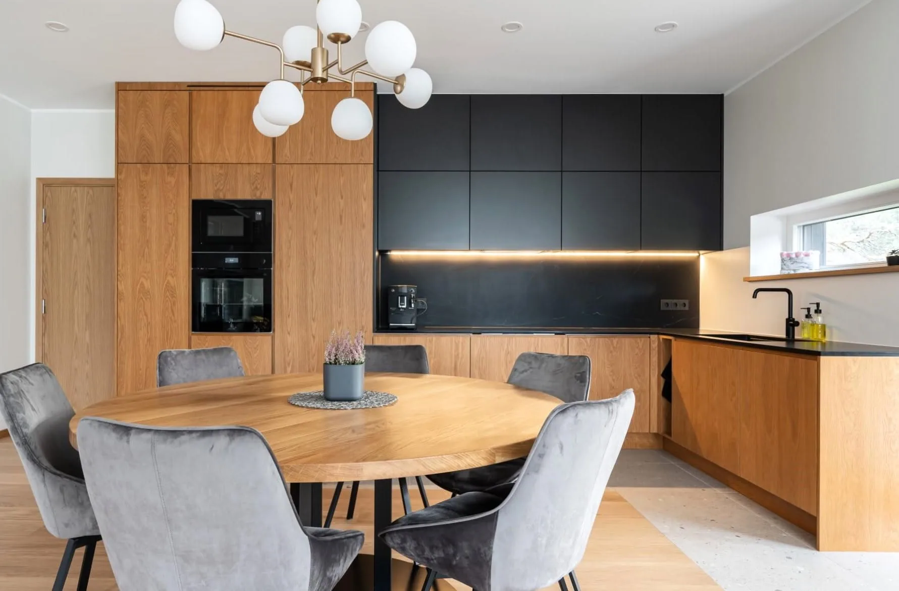 Black oak kitchen dining — custom furniture by Kencho Group, Tbilisi