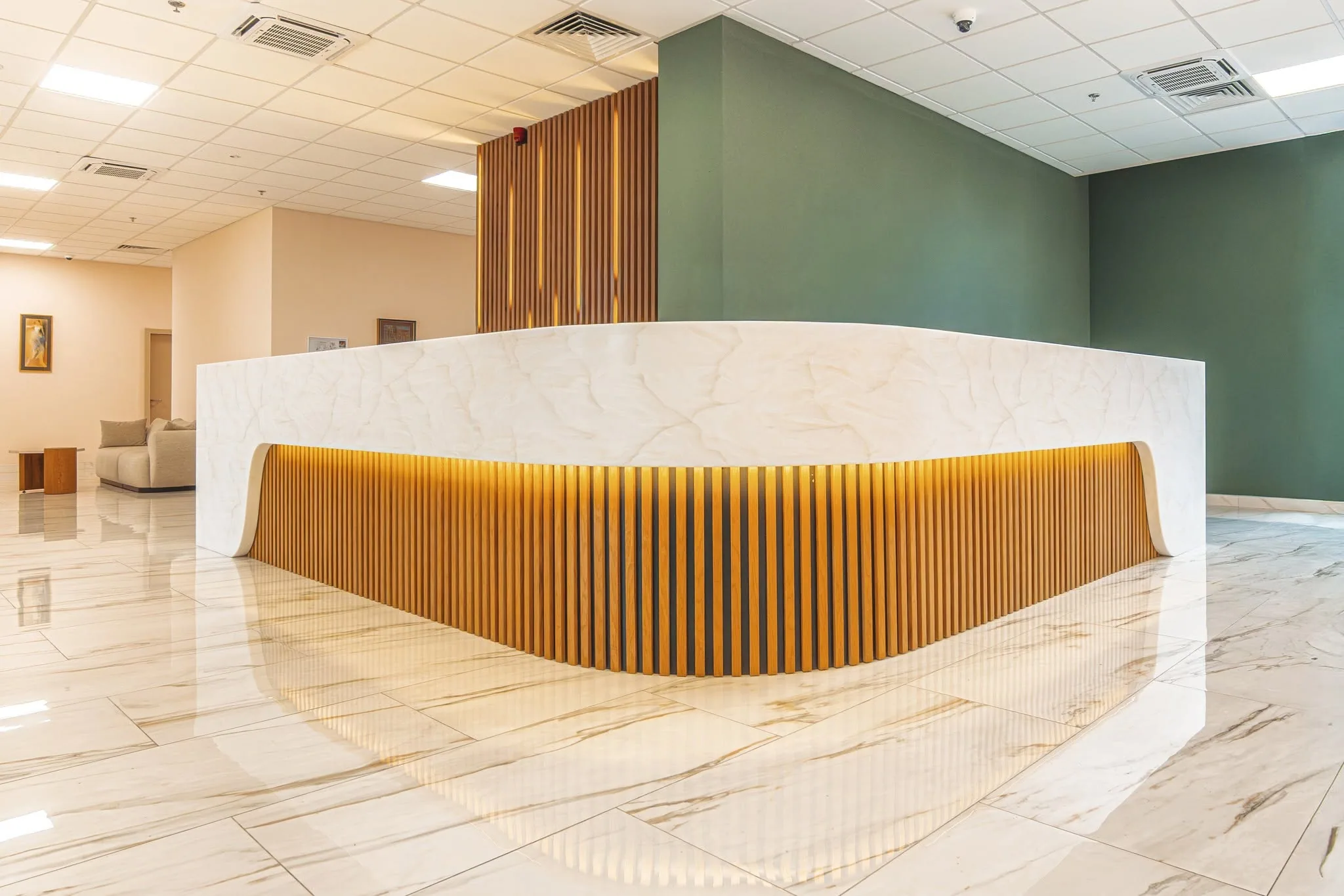 Commercial reception desk — custom furniture by Kencho Group, Tbilisi