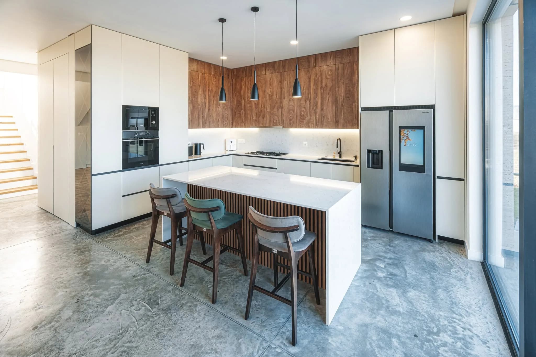 Kitchen island staircase — custom furniture by Kencho Group, Tbilisi
