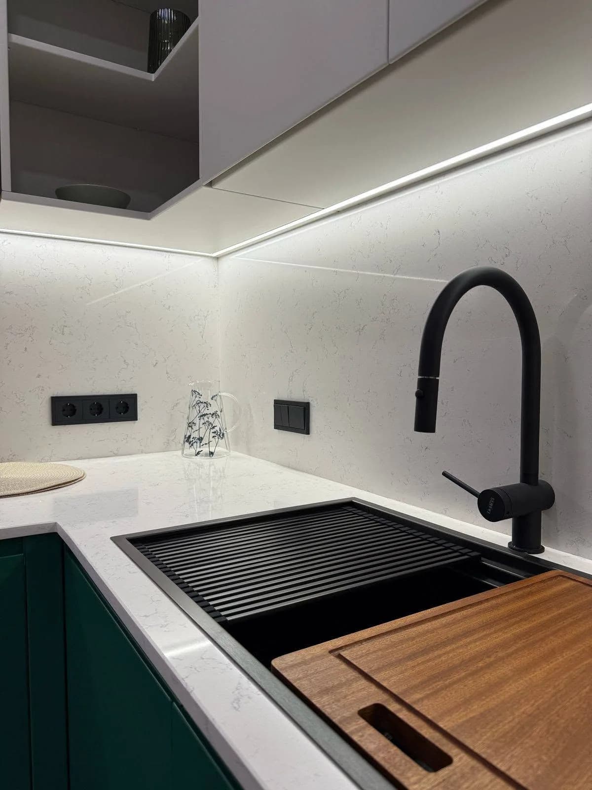 Kitchen sink detail — custom furniture by Kencho Group, Tbilisi