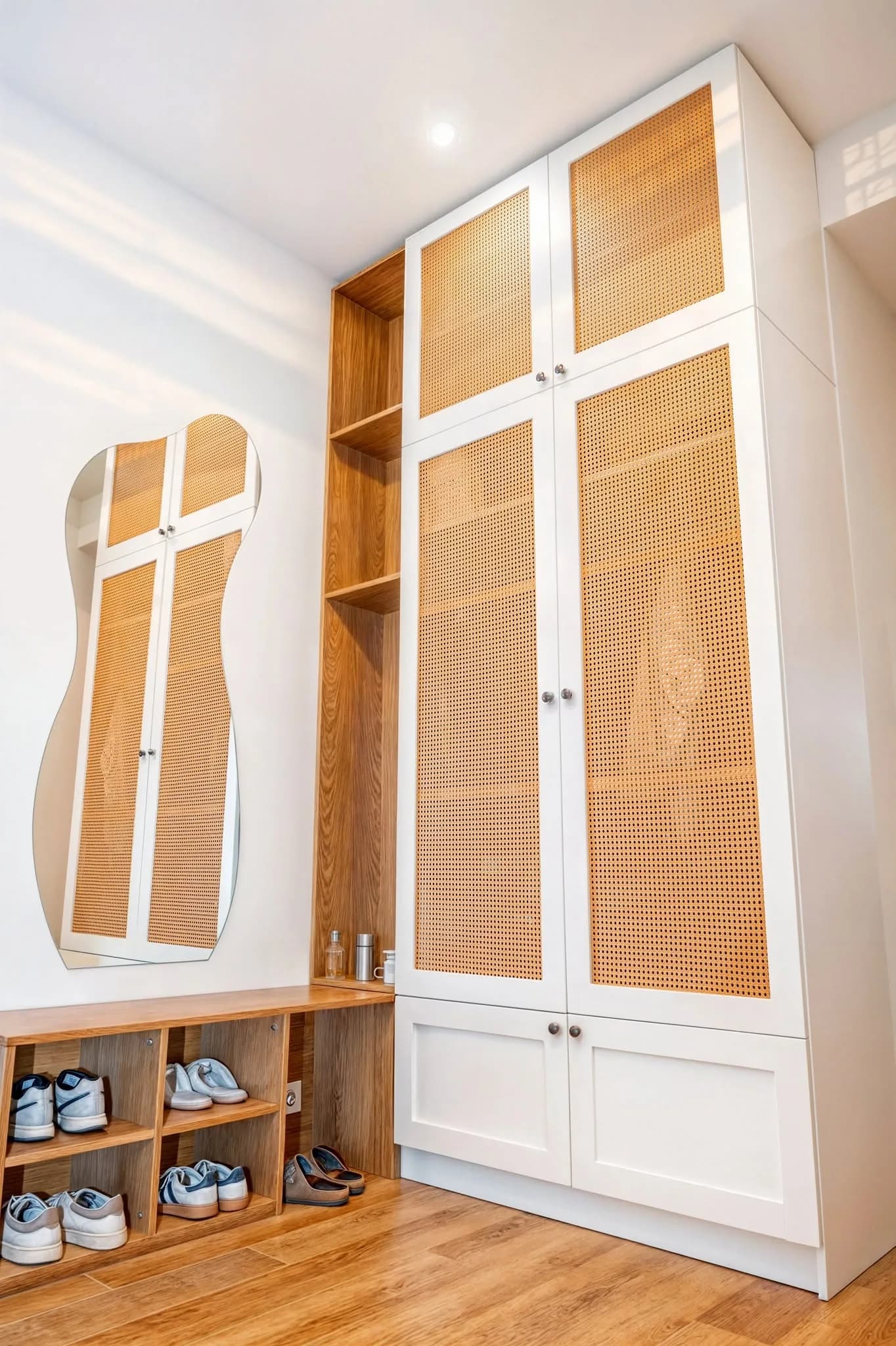 Cane entryway wardrobe — custom furniture by Kencho Group, Tbilisi